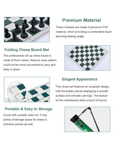 Juego de Ajedrez y Damas Portátil Ragyzity 2 en 1 34cm