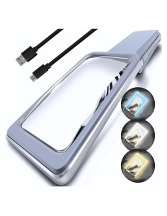 Lupa Recargable Magnipros 6X con Luz LED y Lente Antirreflejo