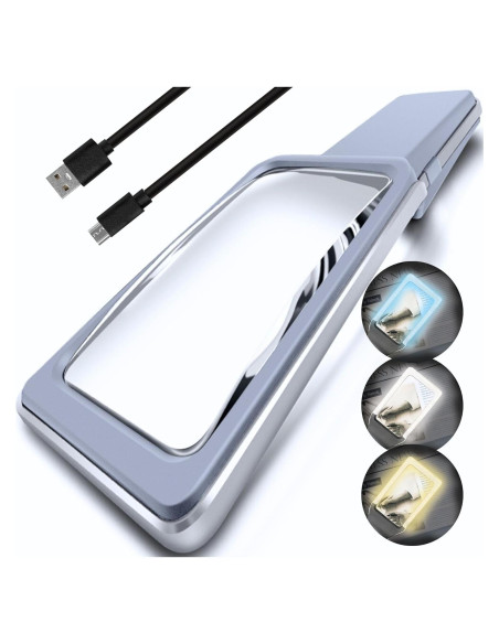 Lupa Recargable Magnipros 6X con Luz LED y Lente Antirreflejo