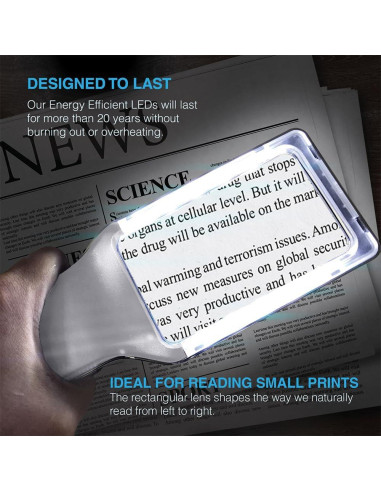 Lupa Recargable Magnipros 6X con Luz LED y Lente Antirreflejo