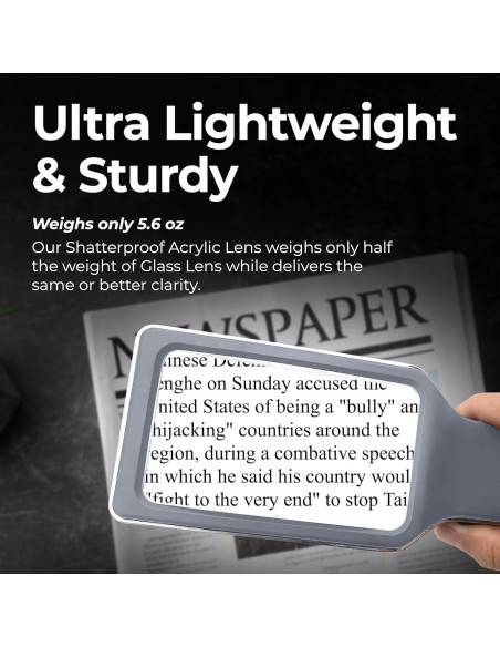 Lupa Recargable Magnipros 6X con Luz LED y Lente Antirreflejo