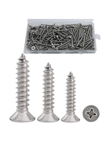 Juego de Tornillos Autoperforantes YIKANGHENG 200 Pcs Acero Inoxidable 304