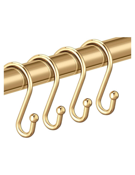 Anillas para Cortinas de Ducha Doradas CHICTIE - Juego de 12 Ganchos de Metal