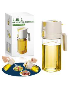 Rociador de Aceite de Oliva MUOOMU 580ml Vidrio Blanco 2 en 1