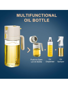Rociador de Aceite de Oliva MUOOMU 580ml Vidrio Blanco 2 en 1 2