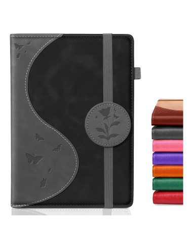 Cuaderno A5 Rayado Soomeet Tapa Dura Cuero Negro 200 Páginas