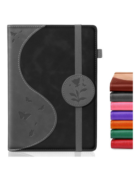 Cuaderno A5 Rayado Soomeet Tapa Dura Cuero Negro 200 Páginas