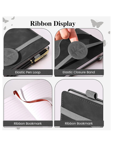 Cuaderno A5 Rayado Soomeet Tapa Dura Cuero Negro 200 Páginas