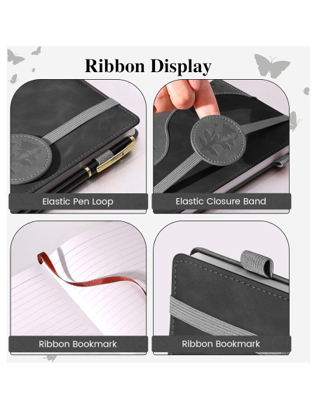 Cuaderno A5 Rayado Soomeet Tapa Dura Cuero Negro 200 Páginas