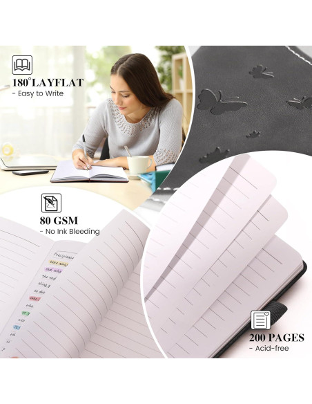 Cuaderno A5 Rayado Soomeet Tapa Dura Cuero Negro 200 Páginas