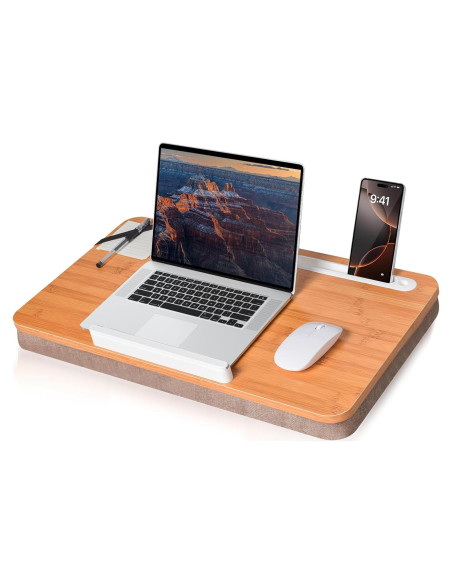 Escritorio de Bambú Wishacc Extra Grande 61x35 cm con Cojín