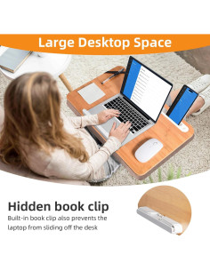 Escritorio de Bambú Wishacc Extra Grande 61x35 cm con Cojín 2