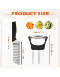 Cortador de Papas Rizado QKDS con Soporte para Cebolla Negro 2