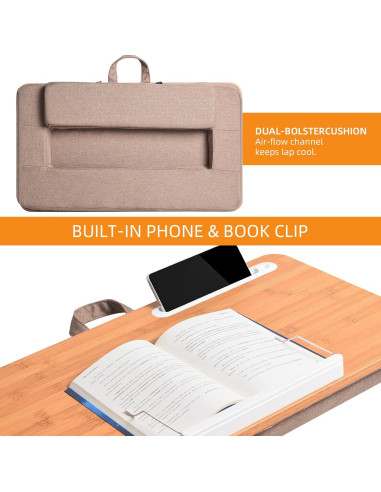 Escritorio de Bambú Wishacc Extra Grande 61x35 cm con Cojín