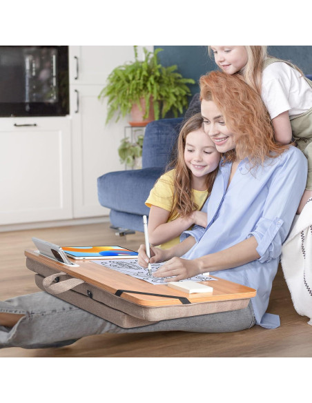 Escritorio de Bambú Wishacc Extra Grande 61x35 cm con Cojín