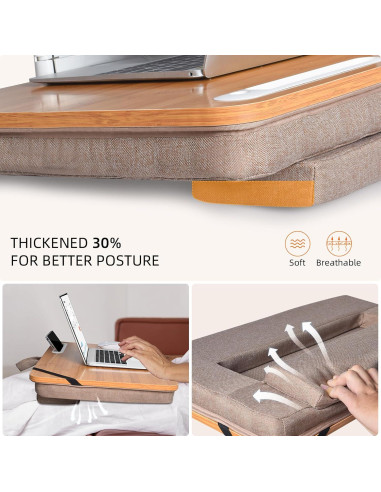 Escritorio de Bambú Wishacc Extra Grande 61x35 cm con Cojín