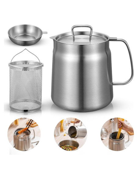 Olla filtradora de aceite 2L acero inoxidable Genérico - Multifuncional