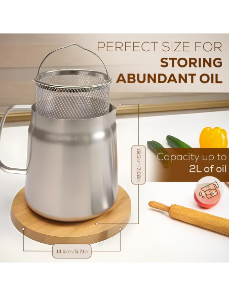 Olla filtradora de aceite 2L acero inoxidable Genérico - Multifuncional