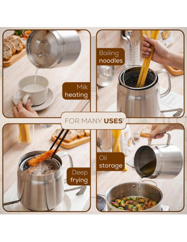 Olla filtradora de aceite 2L acero inoxidable Genérico - Multifuncional