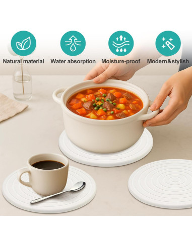 Juego de 3 Trivets Redondos Renawe de Diatomita 20 cm