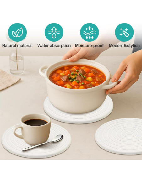 Juego de 3 Trivets Redondos Renawe de Diatomita 20 cm