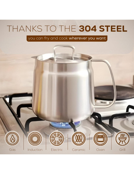 Olla filtradora de aceite 2L acero inoxidable Genérico - Multifuncional
