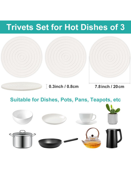 Juego de 3 Trivets Redondos Renawe de Diatomita 20 cm