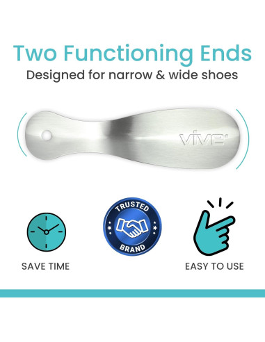 Calzador de Acero Inoxidable Vive Health - 19.05 cm - Doble Extremo