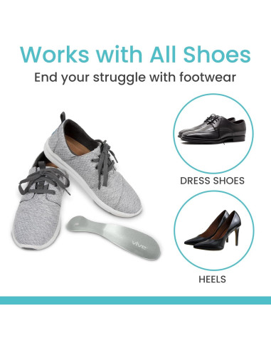 Calzador de Acero Inoxidable Vive Health - 19.05 cm - Doble Extremo