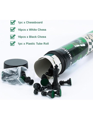 Juego de Ajedrez y Damas Portátil Ragyzity 2 en 1 34cm