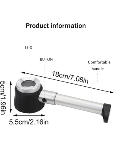 Lupa de Joyero Rongon 10X con Luz LED y Escala 25mm