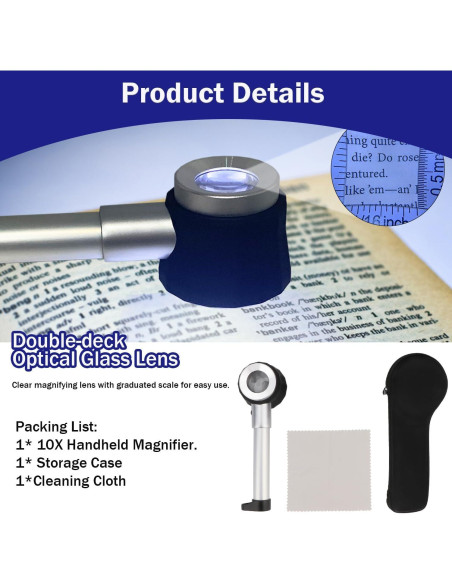 Lupa de Joyero Rongon 10X con Luz LED y Escala 25mm