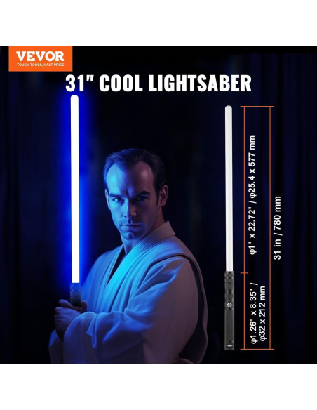 Sable de Luz VEVOR 78.74 cm RGB Recargable para Duelos