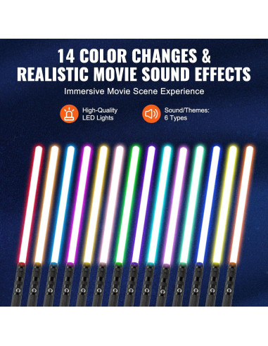 Sable de Luz VEVOR 78.74 cm RGB Recargable para Duelos