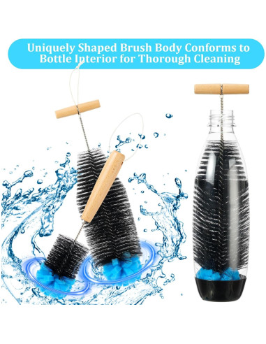 Set de 2 Cepillos de Botella Mimorou con Mango de Madera