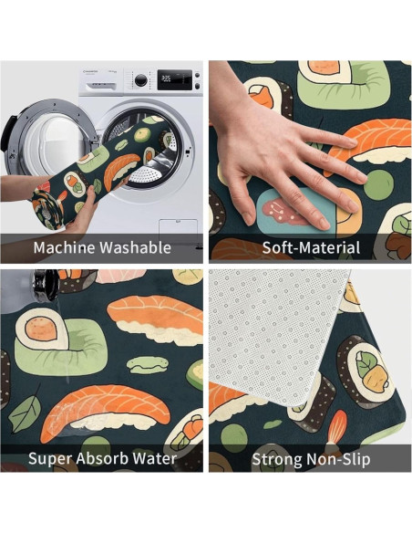 Alfombra de Entrada LKWSCGHM 49.5x80 cm Antideslizante Floral