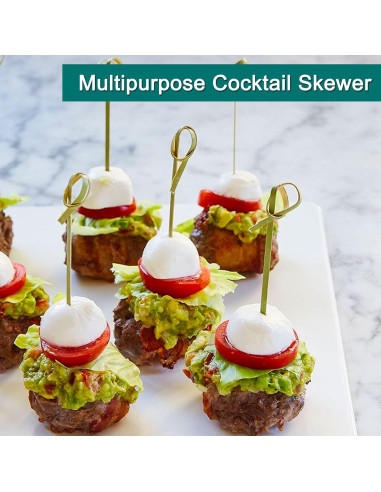 200 Palillos de Cóctel de Bambú con Nudo 11.9 cm - Amovvita