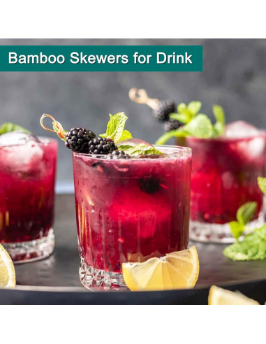 200 Palillos de Cóctel de Bambú con Nudo 11.9 cm - Amovvita