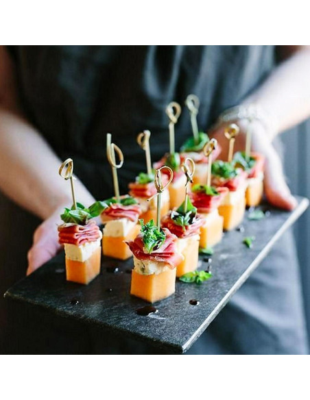 200 Palillos de Cóctel de Bambú con Nudo 11.9 cm - Amovvita