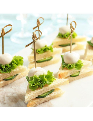 200 Palillos de Cóctel de Bambú con Nudo 11.9 cm - Amovvita