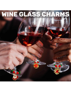 30 Encantos Navideños para Copas de Vino MOVINPE - Marcadores de Bebidas 2