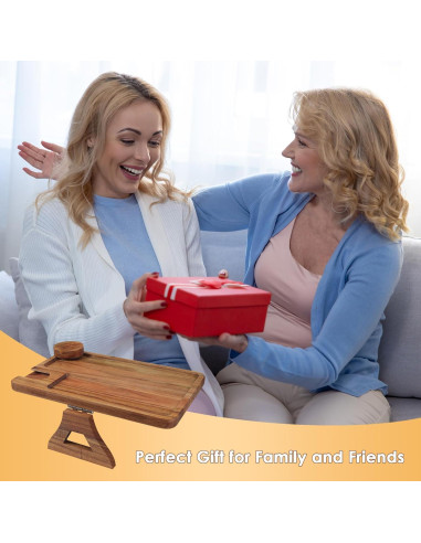 Bandeja para Brazo de Sofá Comfoyar de Madera de Acacia 3 en 1