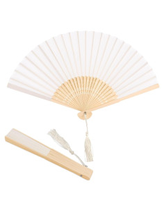 Conjunto de 2 Abanicos Plegables de Seda Blanca YOLCAR