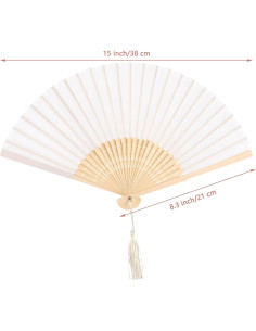 Conjunto de 2 Abanicos Plegables de Seda Blanca YOLCAR 2