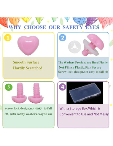 100 Piezas Narices de Seguridad Corazón Thalinfayi 14x15mm