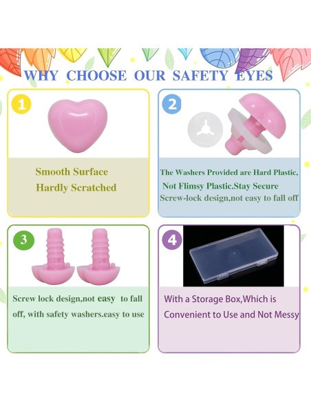 100 Piezas Narices de Seguridad Corazón Thalinfayi 14x15mm