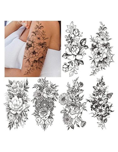 Tatuajes Temporales Cerlaza para Mujeres - 8 Hojas Realistas