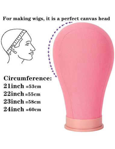 Cabeza de Peluca de Lienzo Koskusder 22" Rosa con Soporte