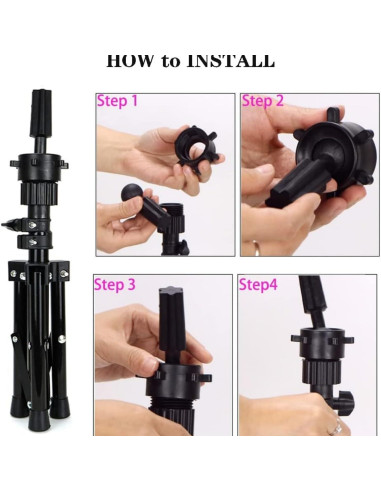 Cabeza de Peluca de Lienzo Koskusder 22" Rosa con Soporte