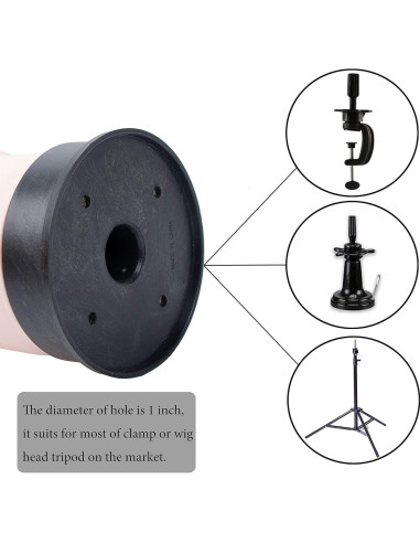 Cabeza de Peluca de Lienzo Koskusder 22" Rosa con Soporte